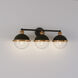 Ellmira 3 Light 24 inch Matte Black/ Aged Brass Vanity Light Wall Light